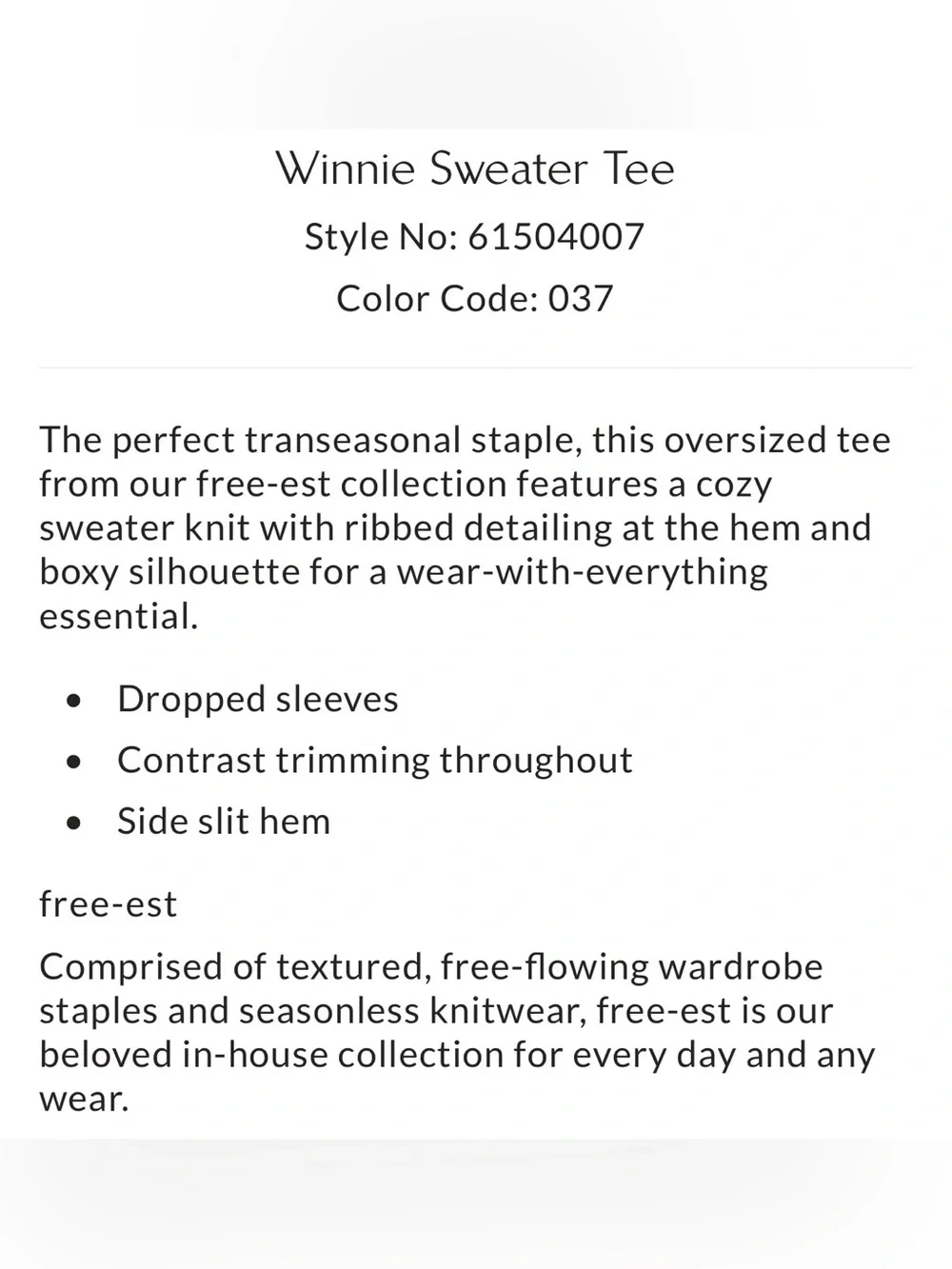Free People Winnie Sweater Tee